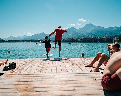 Jumping into the water